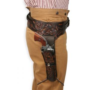  Old West Holsters and Gunbelts Brown,Two-Tone Leather Tooled Gunbelt Holster Combos |Antique, Vintage, Old Fashioned, Wedding, Theatrical, Reenacting Costume |