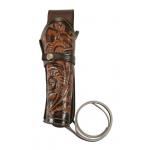 Western Holster - RH Draw (Long Barrel) - Two-Tone Brown Tooled Leather