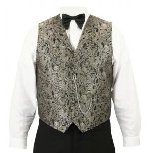  Victorian Mens Vests Brown Satin,Microfiber,Synthetic Scroll Dress Vests |Antique, Vintage, Old Fashioned, Wedding, Theatrical, Reenacting Costume |