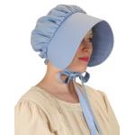  Victorian,Old West Ladies Hats Blue Cotton Solid Bonnets |Antique, Vintage, Old Fashioned, Wedding, Theatrical, Reenacting Costume |