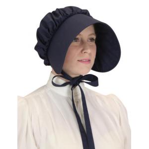  Victorian,Old West Ladies Hats Blue Cotton Solid Bonnets |Antique, Vintage, Old Fashioned, Wedding, Theatrical, Reenacting Costume |