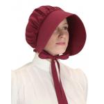 Victorian,Old West Ladies Hats Burgundy,Red Cotton Solid Bonnets |Antique, Vintage, Old Fashioned, Wedding, Theatrical, Reenacting Costume |