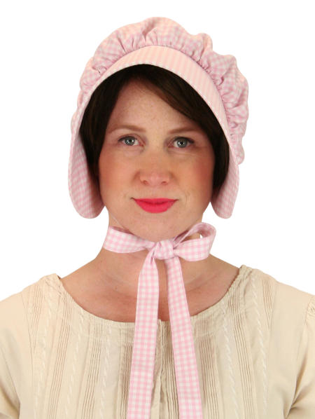 Cotton Bonnet - Pink Check