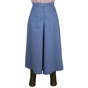  Victorian,Old West Ladies Pants Blue Cotton Solid Work Pants,Riding Pants,Split Skirts |Antique, Vintage, Old Fashioned, Wedding, Theatrical, Reenacting Costume |