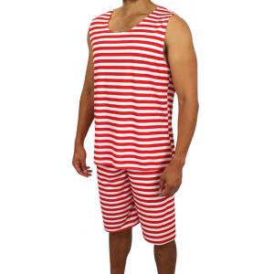  Victorian,Edwardian Mens Accessories Red,White Knit,Synthetic Bathing Suits,Swim Suits |Antique, Vintage, Old Fashioned, Wedding, Theatrical, Reenacting Costume | Beachwear, swim