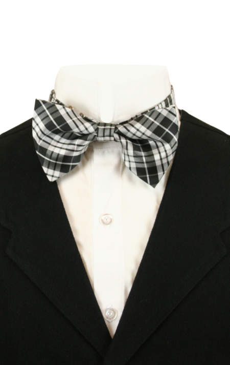 MENS CHECKERED BLACK BOW TIE Pretied Patterned Formal Wedding Accessory Groom 