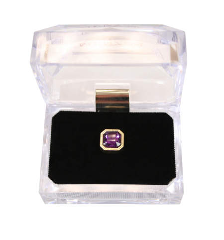 Gold Square Tie Tack - Amethyst
