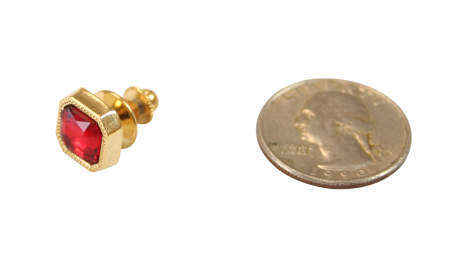 Gold Square Tie Tack - Ruby