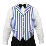  Victorian,Old West,Steampunk, Mens Vests Blue,White Satin,Synthetic,Microfiber Stripe Dress Vests |Antique, Vintage, Old Fashioned, Wedding, Theatrical, Reenacting Costume |