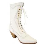 Ladies Leather Victorian Boot - White