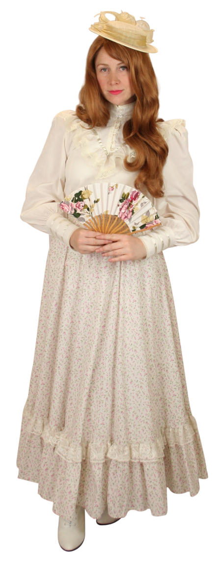 Victorian Ladies Red Cotton Floral Dress Skirt | Dickens | Downton Abbey | Edwardian || Millie Skirt - Pink Floret