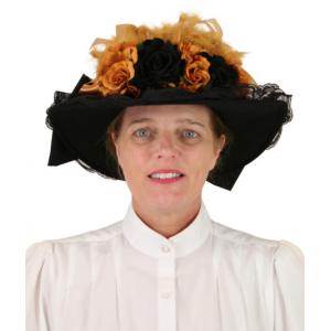  Victorian,Edwardian Ladies Hats Orange,Black Wool Felt Touring Hats |Antique, Vintage, Old Fashioned, Wedding, Theatrical, Reenacting Costume |