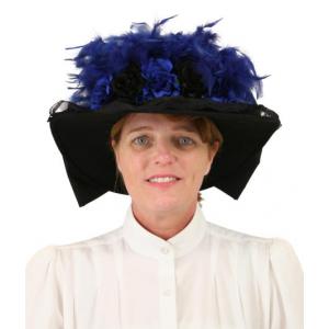  Victorian,Edwardian Ladies Hats Blue,Black Wool Felt Touring Hats |Antique, Vintage, Old Fashioned, Wedding, Theatrical, Reenacting Costume |