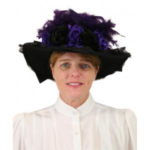  Victorian,Edwardian Ladies Hats Purple,Black Wool Felt Touring Hats |Antique, Vintage, Old Fashioned, Wedding, Theatrical, Reenacting Costume |