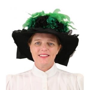  Victorian,Edwardian Ladies Hats Green,Black Wool Felt Touring Hats |Antique, Vintage, Old Fashioned, Wedding, Theatrical, Reenacting Costume |