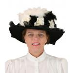  Victorian, Ladies Hats White,Black Wool Felt Touring Hats |Antique, Vintage, Old Fashioned, Wedding, Theatrical, Reenacting Costume | Suffragist