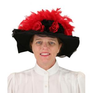  Victorian,Edwardian Ladies Hats Red,Black Wool Felt Touring Hats |Antique, Vintage, Old Fashioned, Wedding, Theatrical, Reenacting Costume |