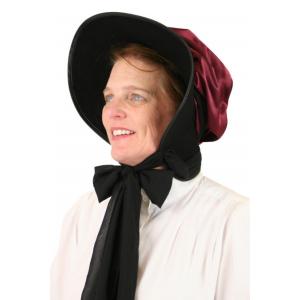  Victorian,Regency Ladies Hats Burgundy,Red,Black Wool Felt,Satin Solid Bonnets |Antique, Vintage, Old Fashioned, Wedding, Theatrical, Reenacting Costume | Dickens