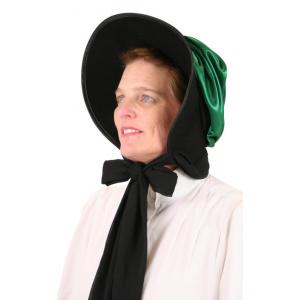  Victorian,Regency Ladies Hats Green,Black Wool Felt,Satin Solid Bonnets |Antique, Vintage, Old Fashioned, Wedding, Theatrical, Reenacting Costume | Dickens