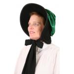  Victorian, Ladies Hats Green Wool Felt,Satin Solid Bonnets |Antique, Vintage, Old Fashioned, Wedding, Theatrical, Reenacting Costume | Dickens