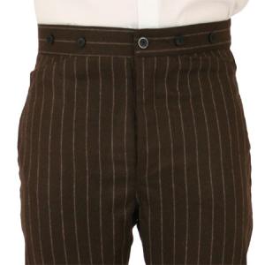  Victorian,Old West,Edwardian Mens Pants Brown Wool Blend Stripe Dress Pants,Matched Separates |Antique, Vintage, Old Fashioned, Wedding, Theatrical, Reenacting Costume |