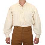  Old West,Steampunk, Mens Shirts Ivory Cotton Solid Work Shirts,Pioneer Shirts |Antique, Vintage, Old Fashioned, Wedding, Theatrical, Reenacting Costume |