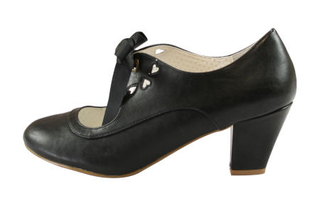 Flapper Sweetheart Shoe - Black Faux Leather