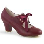  Victorian,Edwardian,Steampunk Ladies Footwear Burgundy,Red Faux Leather Solid Shoes |Antique, Vintage, Old Fashioned, Wedding, Theatrical, Reenacting Costume | Flapper,1920s,Roaring 20s