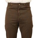  Victorian,Old West,Steampunk, Mens Pants Brown Cotton Stripe Work Pants,Matched Separates |Antique, Vintage, Old Fashioned, Wedding, Theatrical, Reenacting Costume |