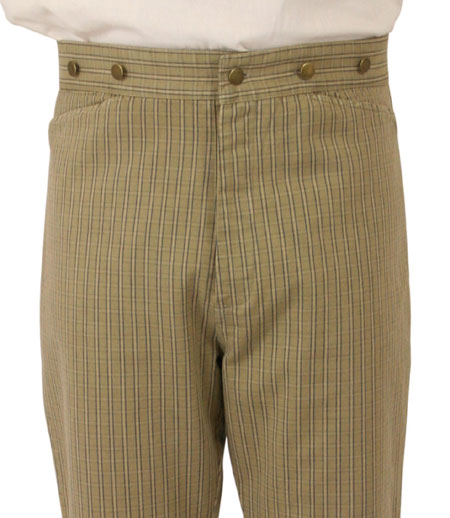 Vintage Mens Tan Plaid,Stripe Work Pants | Romantic | Old Fashioned | Traditional | Classic || Barnes Trouser - Khaki Plaid