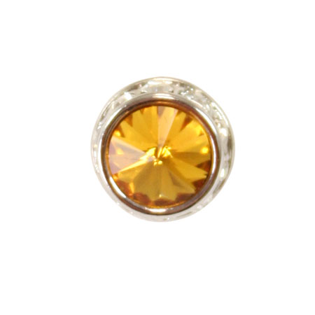 Silver Faceted Tie Tack - Light Topaz