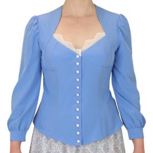  Victorian,Steampunk,Edwardian Ladies Blouses Blue Synthetic Solid Fitted Blouses,Colorful Blouses |Antique, Vintage, Old Fashioned, Wedding, Theatrical, Reenacting Costume |