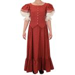  Victorian,Old West Ladies Dresses and Suits Red Cotton Floral Suits |Antique, Vintage, Old Fashioned, Wedding, Theatrical, Reenacting Costume |