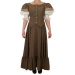  Victorian,Old West, Ladies Dresses and Suits Brown Cotton Floral Suits |Antique, Vintage, Old Fashioned, Wedding, Theatrical, Reenacting Costume |