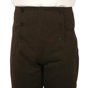  Victorian,Regency,Steampunk Mens Pants Brown Cotton Solid Fall Front Trousers,Dress Pants |Antique, Vintage, Old Fashioned, Wedding, Theatrical, Reenacting Costume |