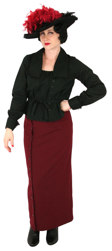 Edwardian Button Skirt - Burgundy