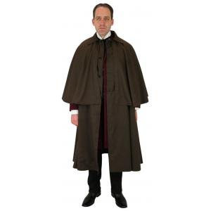  Victorian,Old West,Edwardian Mens Coats Brown Cotton Solid Cloaks,Overcoats,Inverness |Antique, Vintage, Old Fashioned, Wedding, Theatrical, Reenacting Costume | Dickens