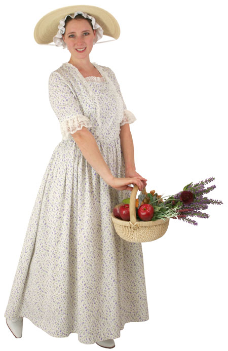 1800s Ladies Purple Cotton Floral Dress | 19th Century | Historical | Period Clothing | Theatrical || Amelia Dress - Purple Floret