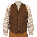  Victorian,Old West, Mens Vests Brown Synthetic Solid Dress Vests |Antique, Vintage, Old Fashioned, Wedding, Theatrical, Reenacting Costume |