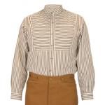  Old West,Edwardian Mens Shirts Brown Cotton Stripe Bib Shirts,Work Shirts,Dress Shirts |Antique, Vintage, Old Fashioned, Wedding, Theatrical, Reenacting Costume |