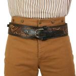  Old West, Holsters and Gunbelts Brown,Two-Tone Leather Tooled Cartridge Belts |Antique, Vintage, Old Fashioned, Wedding, Theatrical, Reenacting Costume |