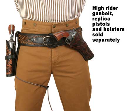 (.22 cal) High-Rider Western Cartridge Belt - Two-Tone Brown Tooled Leather