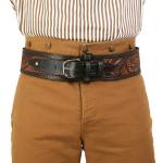 (.22 cal) High-Rider Western Cartridge Belt - Two-Tone Brown Tooled Leather
