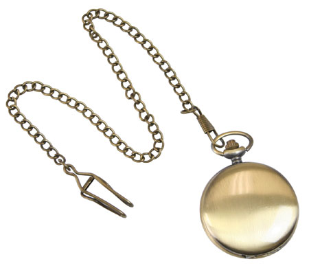 Satin Gold Finish Pocket Watch with Chain