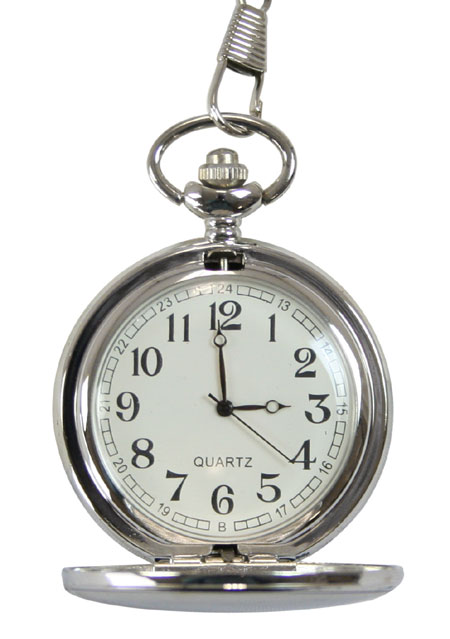 Silver Plated Pocket Watch with Chain