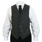Burford Tweed Vest with Black Buttons - Gray Herringbone