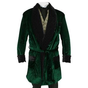  Victorian,Edwardian Mens Coats Green Velvet,Synthetic Solid Smoking Robes |Antique, Vintage, Old Fashioned, Wedding, Theatrical, Reenacting Costume | Vintage Smoking