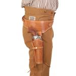 (.38/.357 cal) Western Gun Belt and Holster - RH Draw - Tan Tooled Leather