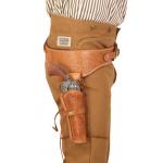 (.22 cal) Western Gun Belt and Holster - RH Draw - Tan Tooled Leather