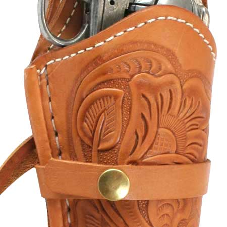 Western Holster - RH Draw - Tooled Tan Leather
